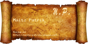 Maitz Patrik névjegykártya